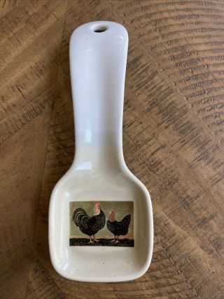 Otagiri Japan Vintage Ceramic Warren Kimble Rooster And Chicken Spoon Rest