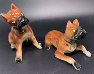 Vintage Ceramic Arts Studio Billy & Butch Boxer Dog Salt And Pepper Shaker Set