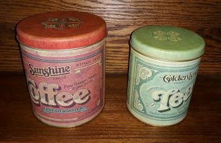 Vintage Sunshine Coffee & Tea Tin Canisters Ballonoff