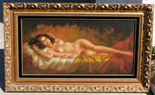 Larry Vincent Garrison,  Oil/masonite 15 X 30 Ca Artist Famous Nudes