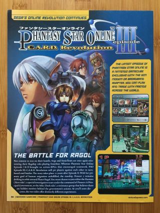 Phantasy Star Online Episode Iii 3 Gamecube 2004 Print Ad/poster Official Art