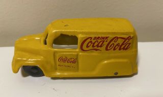 Coca - Cola Metal Diecast Delivery Panel Truck Yellow Vintage
