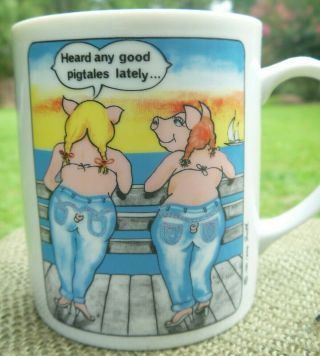 Vtg 1980 Larry Smith " Pigtales " Mug - I6 - Pigs Humor Novelty Cartoon Ghc
