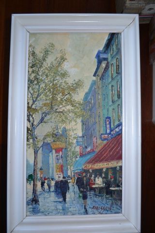 Antique Oil Painting Paris Street Scene By French Artist Brisson
