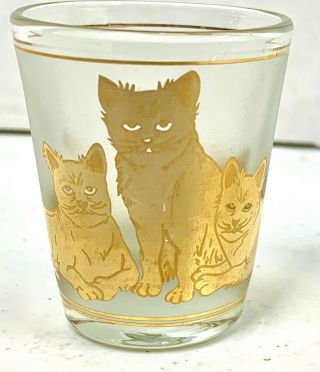 Vintage Culver 22 K Gold Cat Kitten Shot Glass Usa Mid Century Mod Rare