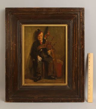 Antique Signed Impressionist Portrait Oil Painting,  Scottish Man W/ Bagpipes,  Nr