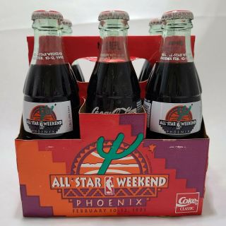 Vintage 1995 Phoenix Nba All Star Weekend Coca - Cola Glass Bottle 6 Pack