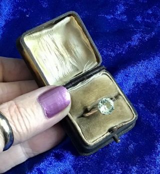 Rare Antique Art Deco 18ct Gold & Platinum Uranium Glass Stone Ring Uv Reactive