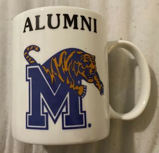 Memphis Tigers Logo 3.  5” White Coffee Cup Mug Tea University Of Memphis Alumni