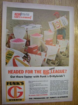 Vintage Seed Corn Advertising Page - 8 " X 11 " - Funks G Hybrid Corn - 1960 ?