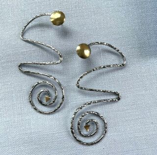 Sydney Lynch Vintage Artisan Sterling Silver 22k Gold Arrow Drop Earrings