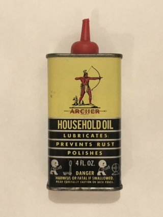 Vintage Archer Household Oil Oiler 4 Oz Tin Can Omaha Nebraska Ne