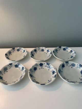 Set Of 6 Blue And White Butter Pats