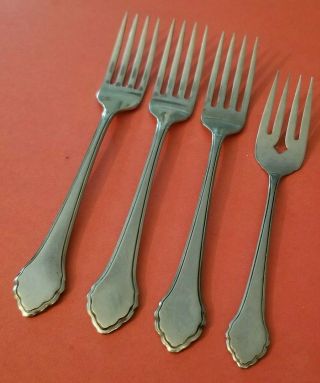 4pc Oneida Wm A Rogers Deluxe Summer Mist Stainless 1 Salad & 3 Dinner Forks