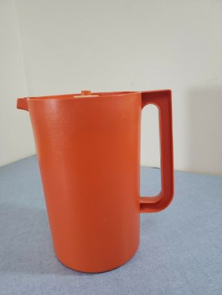 Vintage Orange Tupperware 1 Gallon Pitcher 1416 - 3 W/ Lid Orange
