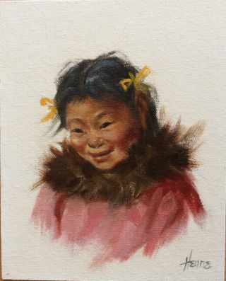 Ellen Henne Goodale - Portrait Of Native Alaskan Girl - Oil Painting
