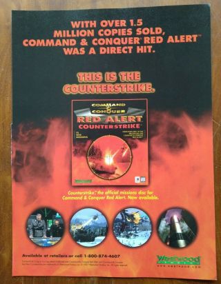 Command & Conquer Red Alert Counterstrike Promo Pc 1997 Vintage Print Ad/poster