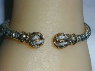 Gorgeous Alwand Vahan Sterling 14k Gold Diamond Cuff Bracelet