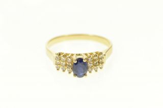 14k 0.  51 Ctw Natural Sapphire Diamond Accent Ring Size 6.  75 Yellow Gold 56