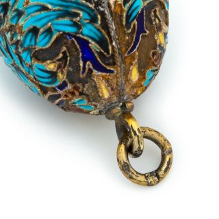 Antique Vintage Nouveau Sterling Silver Gold Russian Enamel Faberge Pendant 5.  1g 3