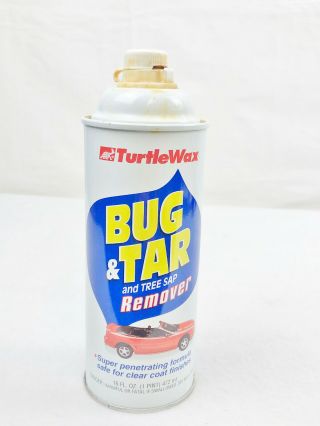 Vintage 1997 Turtle Wax Bug & Tar And Tree Sap Remover Tin - 1/2 Full - Collect