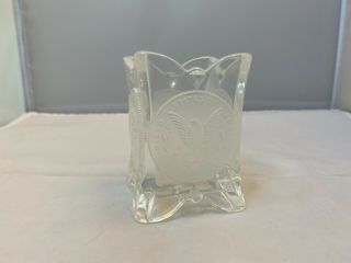 Vintage Glass Frosted U.  S Coin Toothpick Or Match Holder