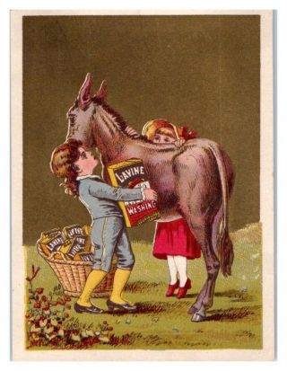 Lavine Soap Kids And Donkey Mule Victorian Trade Card