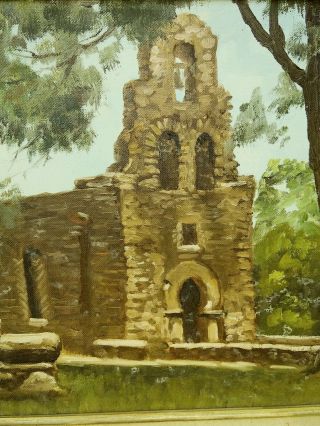 Vintage Pedro Lazcano San Antonio Texas Artist Espada Mission Oil Painting