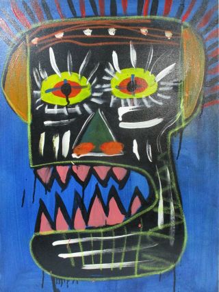 Jean - Michel Basquiat Mixed Media On Canvas Signed 1983 In