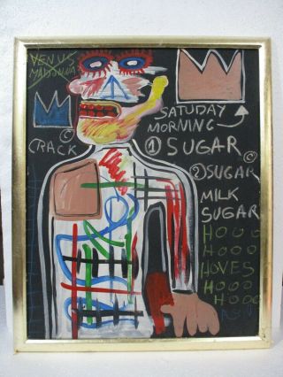 Jean - Michel Basquiat Mixed Media On Canvas 1982 With Frame In