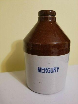Vintage Stoneware Mercury Bottle,  Jug,  Crock