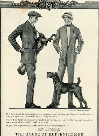1913 Vintage Gay Interest Ad.  Kuppenheimer Clothing.  Jc Leyendecker Art.  Golfer