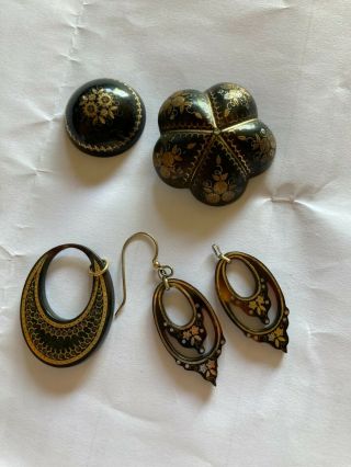 Job Lotgeorgian Marine Shell Pique Jewellery In Need Tlc Errings,  Brooches,  Pen