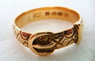Rare & Beautifully Engraved 18ct Gold Victorian Belt Buckle Ring Chester 1890
