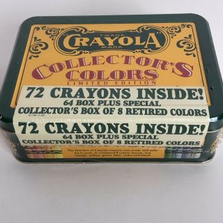 Vintage Crayola Collectors Colors Limited Edition Tin with Crayons 1990 2
