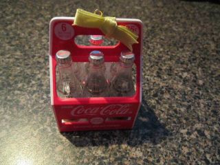 COCA - COLA Mini Coke Bottles in 6 Pack Metal Carrier Christmas Ornament 2