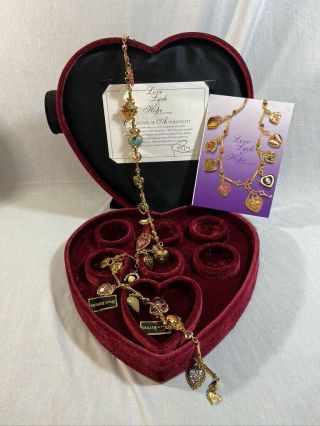 Love Luck & Hope Charm Necklace By Joan Rivers - Complete & Signed - Nib - Rare
