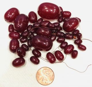Large 50 Grams Of Authentic Cherry Amber Bakelite Beads For Necklace 3