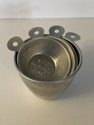 4 Vintage Tin Aluminum Metal Nesting Measuring Cups
