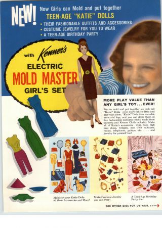 1964 Paper Ad Kenner Electric Teen Age Katie Doll Mold Maker Girl 