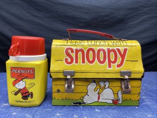 Vintage 1968 " Have Lunch With Snoopy " Metal Dome Lunchbox