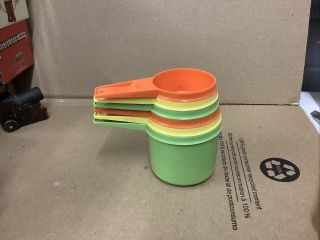 Vintage Tupperware Nesting Measuring Cups 761 - 766 Full Set Orange,  Green,  Yellow