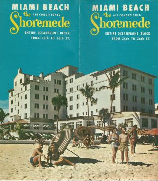 Shoremede Hotel Miami Beach Florida Brochure Photos Room Rates Circa 1950s