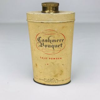 Vintage Colgate Cashmere Bouquet Talc Powder Tin W/ Contents & Lid