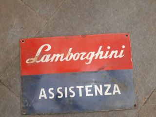 Porcelain Lamborghini Assistenza Enamel Sign Size 13 " X 10 " Inches