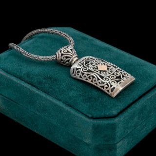 Antique Vintage Deco Style Sterling Silver 14k Rose Gold Byzantine Bali Necklace