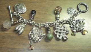 Vintage Stephen Dweck Heavy Sterling Silver Celtic Charm Bracelet.  7 ".  109 Grms