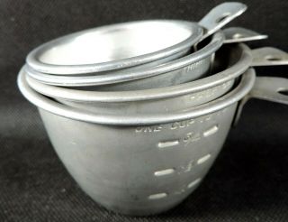 4 Vintage Tin Aluminum Metal Nesting Measuring Cups