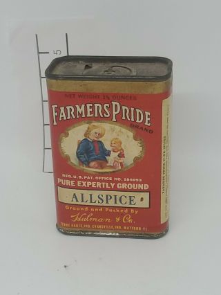 Farmers Pride Allspice Advertising Spice Tin Paper Label