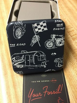Fossil Watch Tin Box “empty” Enjoy The Ride Theme Collectible